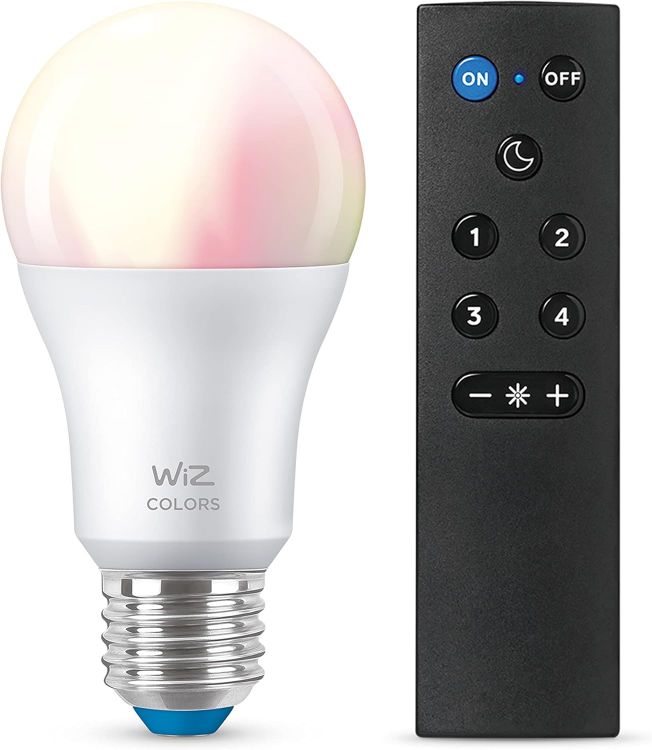 Picture of Colour [E27 Edison Screw] Smart Connected WiFi Light Bulb + WizMote with Wireless Remote. 60W Colour and White Light, App Control for Home Indoor Lighting, Livingroom, Bedroom. [Energy Class A]