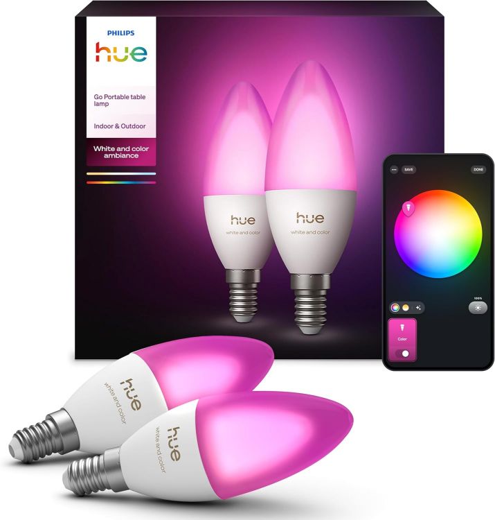 Picture of 5.3W B39 E14 Smart Colour LED Bulb 2 Pack RGB Dimmable Smart Lighting