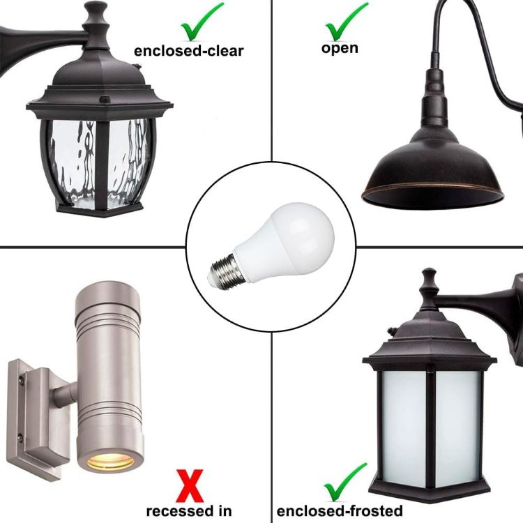 Picture of Dusk to Dawn Light Bulb, 5W (Equivalent to 40 Watt Incandescent) A19 LED Light Sensor Bulbs, Smart Auto On/Off, Indoor/Outdoor Lighting Bulb for Stairway Porch Patio, E27 Base, 2-Pack, Not Dimmable