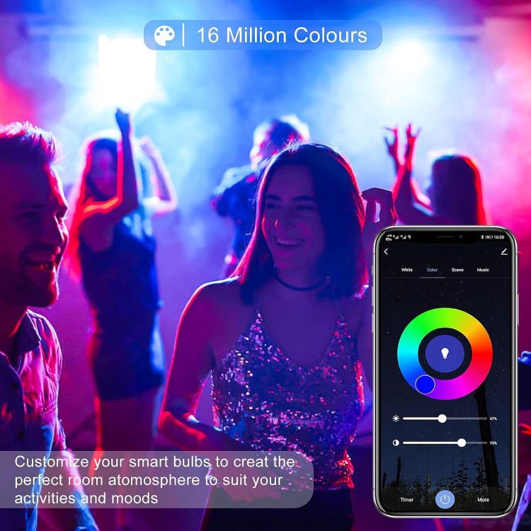 Picture of WiFi Colour Changing Smart Light Bulbs, Works with Amazon Alexa, Tuya and Google Home (E27 3 Pack) [Energy Class A]