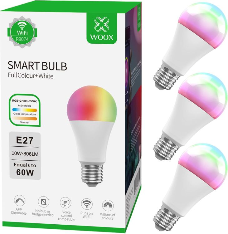 Picture of WiFi Colour Changing Smart Light Bulbs, Works with Amazon Alexa, Tuya and Google Home (E27 3 Pack) [Energy Class A]