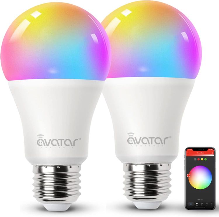 Picture of WiFi Smart Bulb E27 Screw, Music Sync Alexa LED Light Bulbs Colour Changing Dimmable Works with Alexa/Google Home, 9W RGB+Warm+Cool White 900LM, No Hub Required (2 Pack) [Energy Class F]