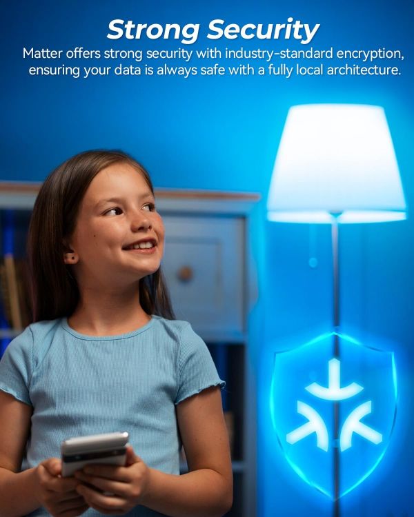 Picture of E27 Smart Bulb, Matter Colour Changing LED Light Bulb Compatible with Apple Home/Alexa, No Extra App Needed, Hub Required, 9W Smart Light Bulb Voice Controlled Dimmable Lighting, 2 Pack [Energy Class F]