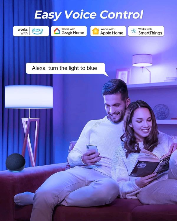 Picture of E27 Smart Bulb, Matter Colour Changing LED Light Bulb Compatible with Apple Home/Alexa, No Extra App Needed, Hub Required, 9W Smart Light Bulb Voice Controlled Dimmable Lighting, 2 Pack [Energy Class F]