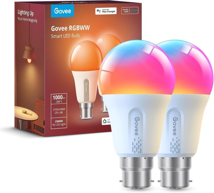 Picture of Smart Bulb RGBWW 1000lm Wi-Fi LED Bulbs B22 Smart Light Dimmable DIY 16 Million Colors 64 Dynamic Scenes Compatible with Alexa Google Assistant Matter 2 Packs [Energy Class E]