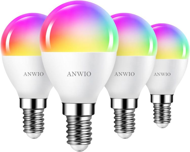 Picture of E14 Smart Bulb Alexa Light Bulbs RGB Colour Changing Bulbs Smart Life App Control Bluetooth & WiFi Bulb 470LM 5W Replace 40 Watt Works with Alexa Echo Google Assistant (4 Pack)