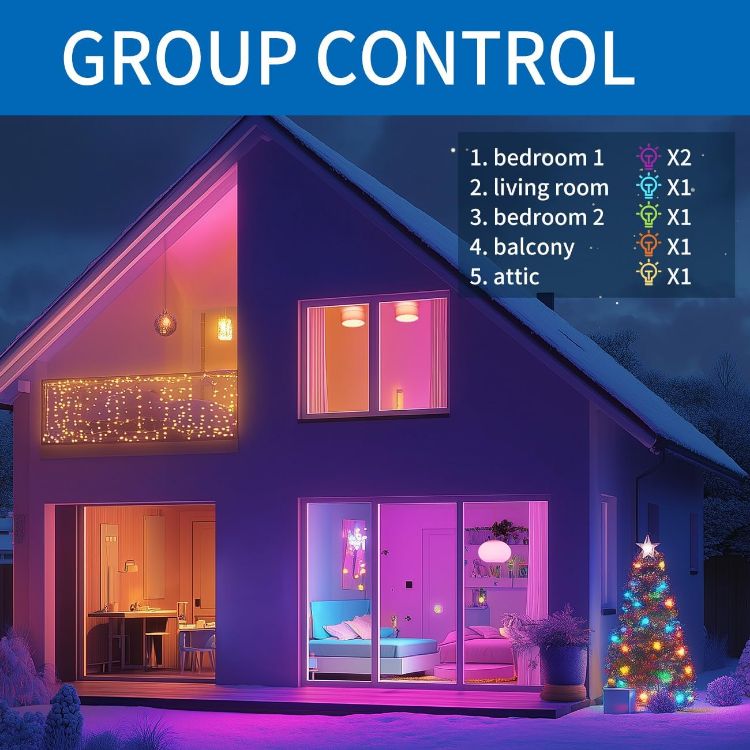 Picture of E14 Smart Bulb Alexa Light Bulbs RGB Colour Changing Bulbs Smart Life App Control Bluetooth & WiFi Bulb 470LM 5W Replace 40 Watt Works with Alexa Echo Google Assistant (4 Pack)