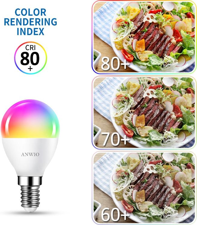 Picture of Smart Bulb E14 Alexa Light Bulbs RGB Colour Changing Bulbs Smart Life App Control Bluetooth & WiFi Bulb 470LM 5W Replace 40 Watt Works with Alexa & Google Assistant (2 Pack)