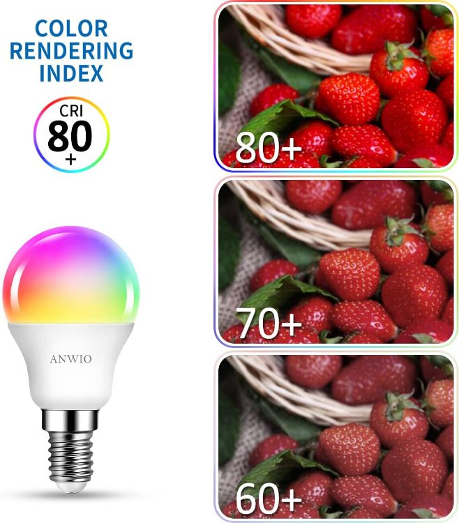 Picture of Dimmable Smart LED Bulb 470Lm 5W Replacing 40W E14 Works with Alexa Echo Google Assistant Pack of 6 WiFi Golf Ball Shaped Bulbs Compatibility with TUYA