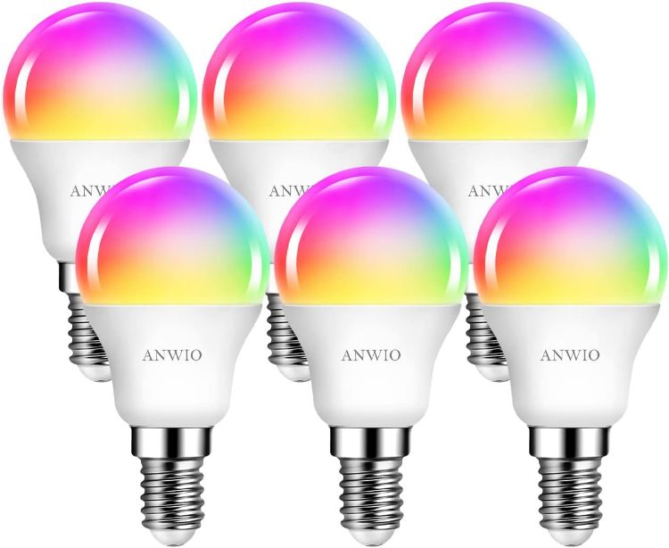 Picture of Dimmable Smart LED Bulb 470Lm 5W Replacing 40W E14 Works with Alexa Echo Google Assistant Pack of 6 WiFi Golf Ball Shaped Bulbs Compatibility with TUYA