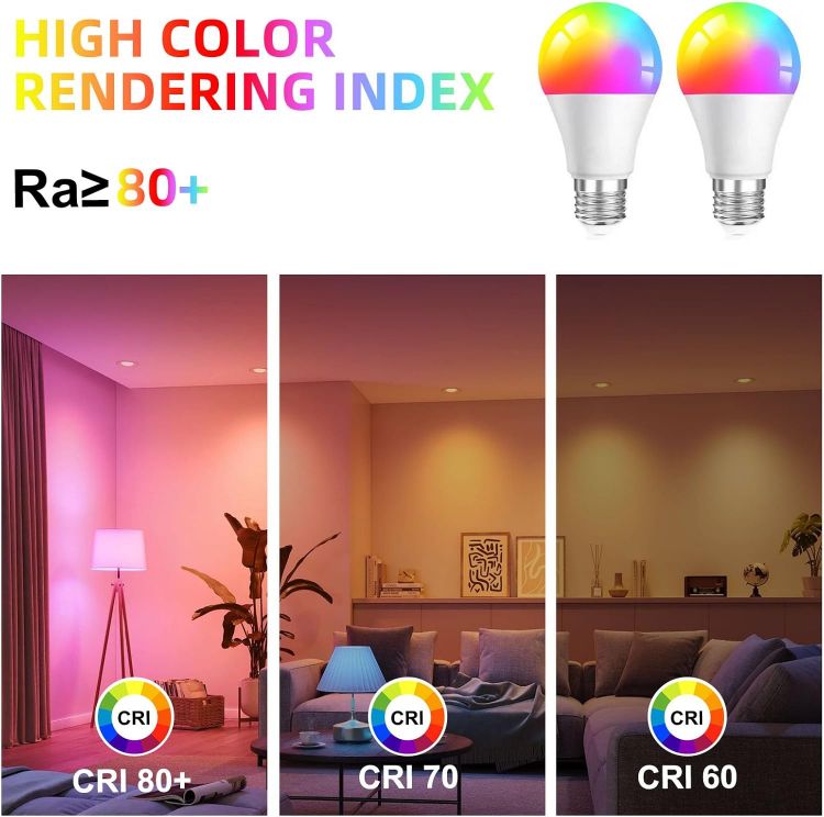 Picture of 2Pack E27 Changing Light Bulb 5W Replacement 40W G45 Dimmable LED Multi-Color Changing for Lamp Remote Control E27 Screw Type Smart Light Bulb RGB + Warm White for Daily Lighting Mood Lighting 450LM