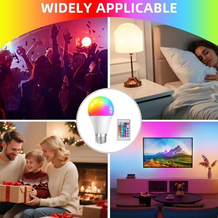 Picture of 2Pack E27 Changing Light Bulb 5W Replacement 40W G45 Dimmable LED Multi-Color Changing for Lamp Remote Control E27 Screw Type Smart Light Bulb RGB + Warm White for Daily Lighting Mood Lighting 450LM