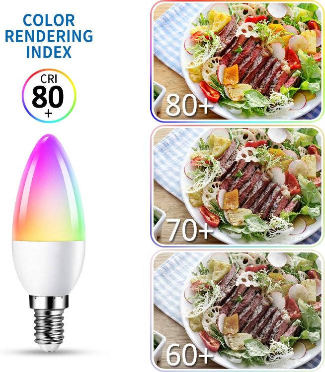Picture of Alexa Smart 5W E14 Candle LED Bulb Dimmed C37 Tuya WiFi Bulb Smart Life 470Lm Replace 40 Watt Alexa Echo Light Bulb Colour Changing RGB Bulb E14 Google Assistant Bulbs (2 Pack)