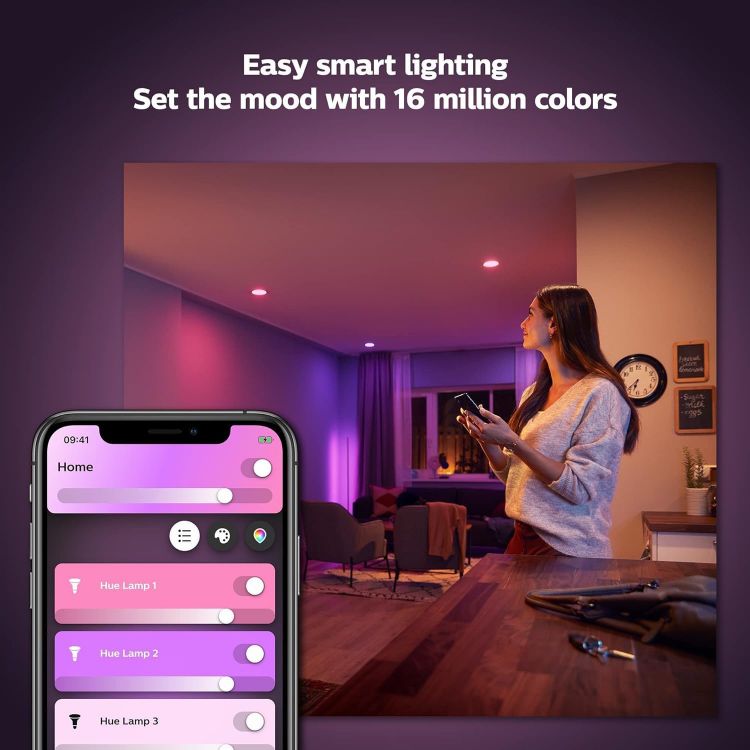 Picture of White & Colour Ambiance Smart Bulb 4 Pack LED [B22] with Bluetooth - 570 Lm 2700K and 806 lm 4000K