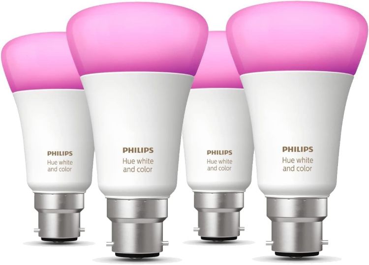 Picture of White & Colour Ambiance Smart Bulb 4 Pack LED [B22] with Bluetooth - 570 Lm 2700K and 806 lm 4000K
