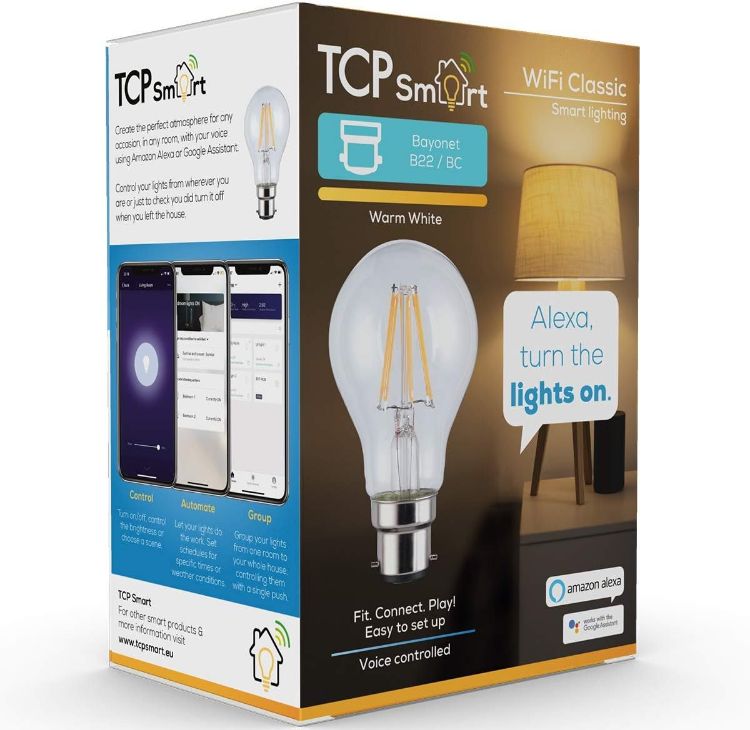 Picture of Smart Wi-Fi LED Filament Lightbulb Classic B22 Warm White Dimmable