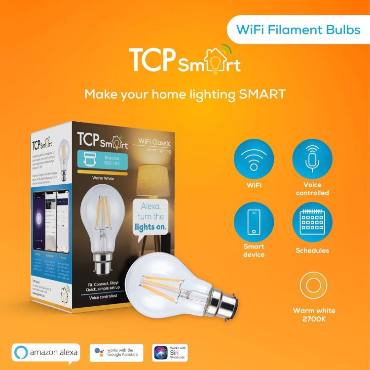 Picture of Smart Wi-Fi LED Filament Lightbulb Classic B22 Warm White Dimmable