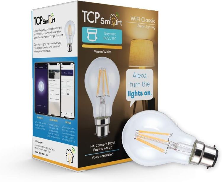 Picture of Smart Wi-Fi LED Filament Lightbulb Classic B22 Warm White Dimmable