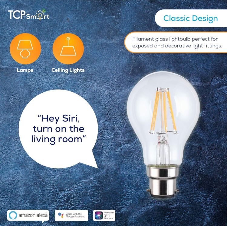 Picture of Smart Wi-Fi LED Filament Lightbulb Classic B22 Warm White Dimmable
