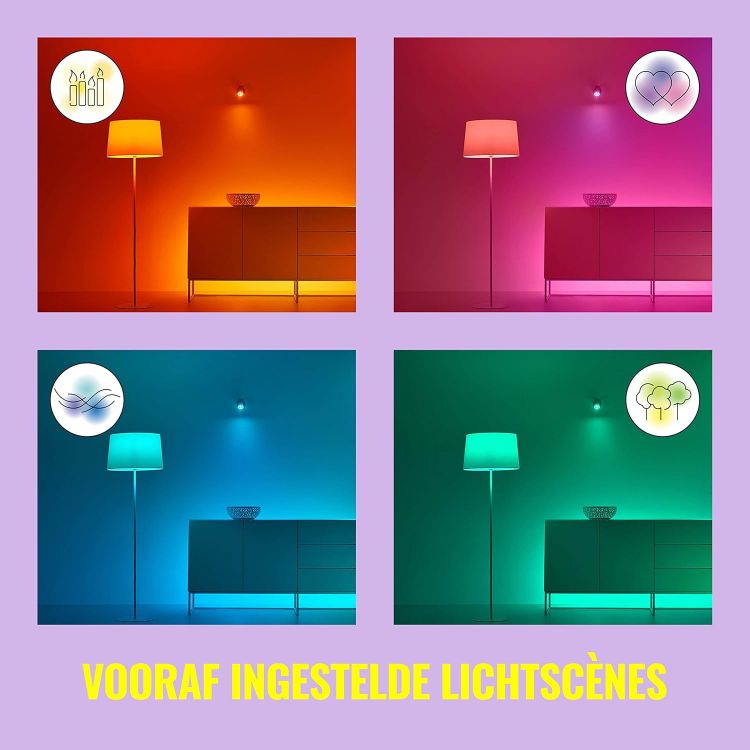 Picture of Colour [E27 Edison Screw] Smart Connected WiFi Light Bulb 60W Colour and White Light App Control for Home Indoor Lighting Livingroom Bedroom [Energy Class F]