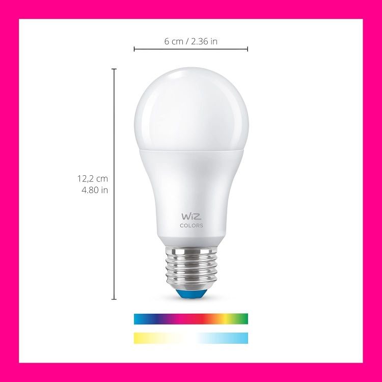 Picture of Colour [E27 Edison Screw] Smart Connected WiFi Light Bulb 60W Colour and White Light App Control for Home Indoor Lighting Livingroom Bedroom [Energy Class F]