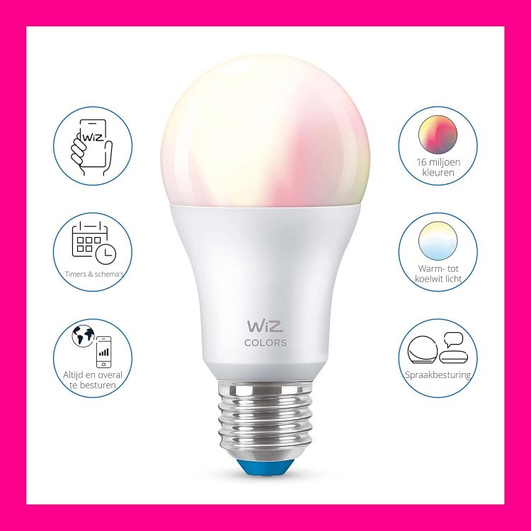 Picture of Colour [E27 Edison Screw] Smart Connected WiFi Light Bulb 60W Colour and White Light App Control for Home Indoor Lighting Livingroom Bedroom [Energy Class F]