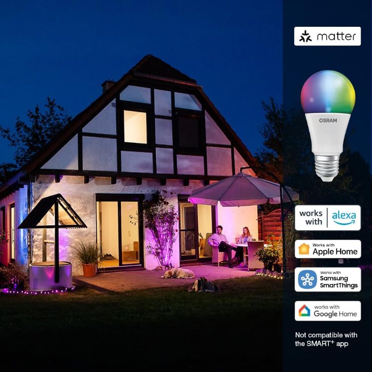 Picture of SMART+ RGBW B22d LED Lamp with Matte Over WiFi Specially Developed for Alexa Easy Setup by Click 60 W Replacement Warm White to Cool White (2700-6500 K) 16 Million RGB Colours Pack of 1