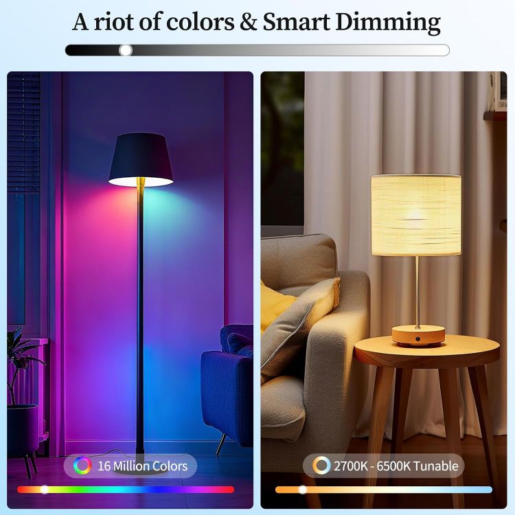 Picture of Light Bulb E27 800LM (60W Equivalent) RGBCW Wi-Fi & Bluetooth Smart LED Bulbs Preset No Hub Required Google Compatible App Control & Scheduling