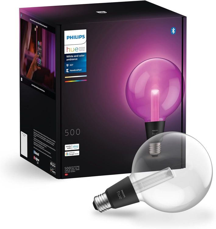 Picture of Lightguide G125 Large Globe Smart Bulb White and Color Light Bluetooth Compatible Voice Control with Alexa Apple Home & Google Assistant [Energy Class G]