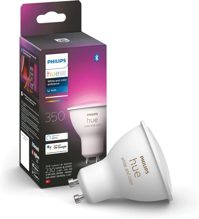 Picture of New White and Colour Ambiance Smart Light [GU10 Spot] with Bluetooth Works with Alexa Google Assistant and Apple HomeKit for Home Indoor Lighting for Livingroom Lounge