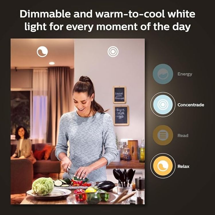 Picture of New White and Colour Ambiance Smart Light Bulb 4 Pack 60W - 800 Lumen [E27 Edison Screw] with Bluetooth. Works with Alexa, Google Assistant and Apple Homekit