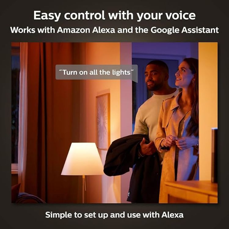 Picture of New White and Colour Ambiance Smart Light Bulb 4 Pack 60W - 800 Lumen [E27 Edison Screw] with Bluetooth. Works with Alexa, Google Assistant and Apple Homekit