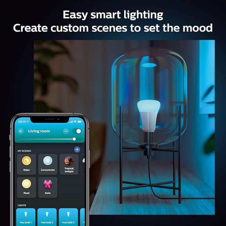 Picture of New White and Colour Ambiance Smart Light Bulb 4 Pack 60W - 800 Lumen [E27 Edison Screw] with Bluetooth. Works with Alexa, Google Assistant and Apple Homekit