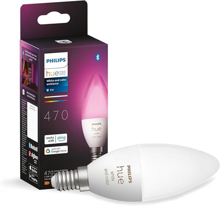 Picture of  White and Colour Ambiance Smart Light Bulb [E14 Small Edison Screw] with Bluetooth. Works with Alexa, Google Assistant and Apple Homekit