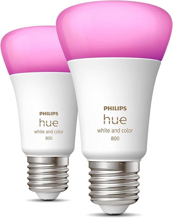 Picture of  White and Colour Ambiance Smart Light Bulb 2 Pack 60W - 800 Lumen [E27 Edison Screw] with Bluetooth. Works with Alexa, Google Assistant and Apple Homekit