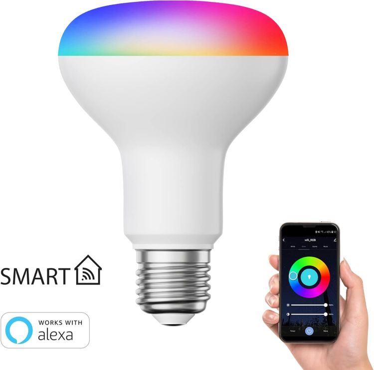 Picture of E27 LED RGB Bulb R80 Warm White - Cool White (2700-6300 K) 9.9W 950lm Smart Home WLAN Alexa Matt [Energy Class F]