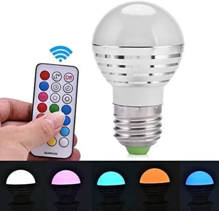 Picture of Smart Led Light Bulb, E27 3W RGB Wireless Smart Bulb 16 Colors Changing Daylight White LED Candle Night Light Lamp Bulb with Remote Control