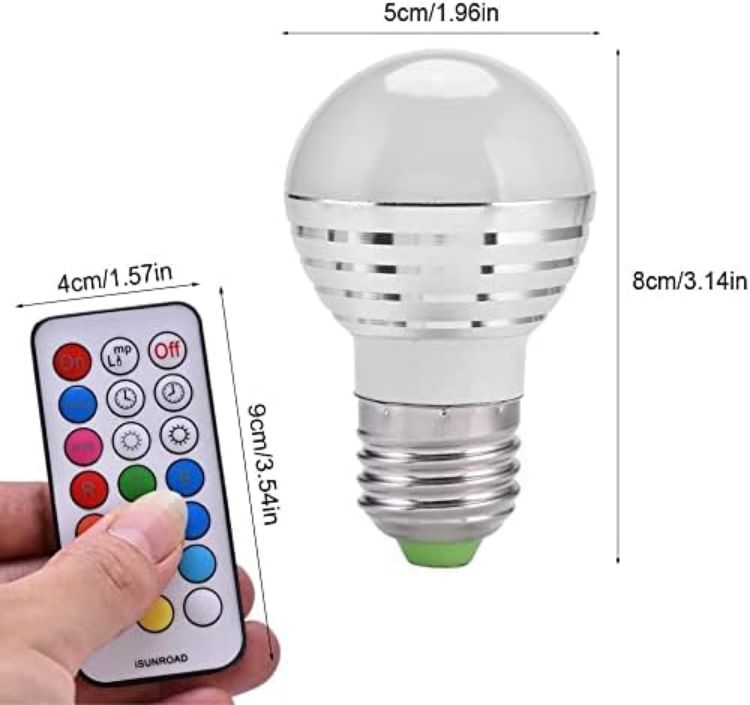 Picture of Smart Led Light Bulb, E27 3W RGB Wireless Smart Bulb 16 Colors Changing Daylight White LED Candle Night Light Lamp Bulb with Remote Control