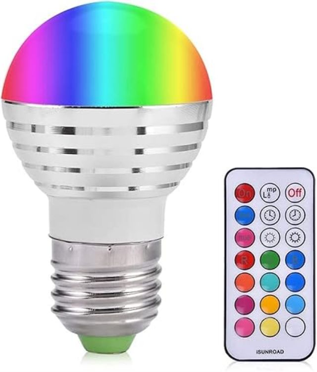 Picture of Smart Led Light Bulb, E27 3W RGB Wireless Smart Bulb 16 Colors Changing Daylight White LED Candle Night Light Lamp Bulb with Remote Control