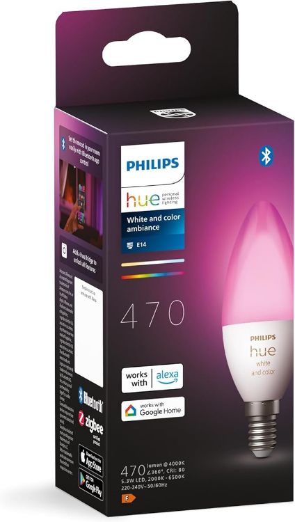 Picture of White and Colour Ambiance Smart Light Bulb 100W - 1600 Lumen [E27 Edison Screw] & White and Colour Ambiance Smart Light Bulb [E14 Small Edison Screw]
