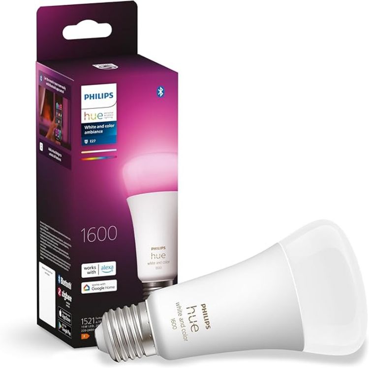 Picture of White and Colour Ambiance Smart Light Bulb 100W - 1600 Lumen [E27 Edison Screw] & White and Colour Ambiance Smart Light Bulb [E14 Small Edison Screw]