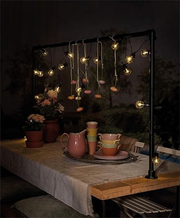 Picture of Luxform Lighting Fiji 20 Bulb (G45) Indoor/Outdoor String Light Set Battery Operated - 6m - 8 Functions - On/Off Switch with 24 Hour Timer - IP44 Rated Perfect for Garden, Pegola, Bedroom, Camping