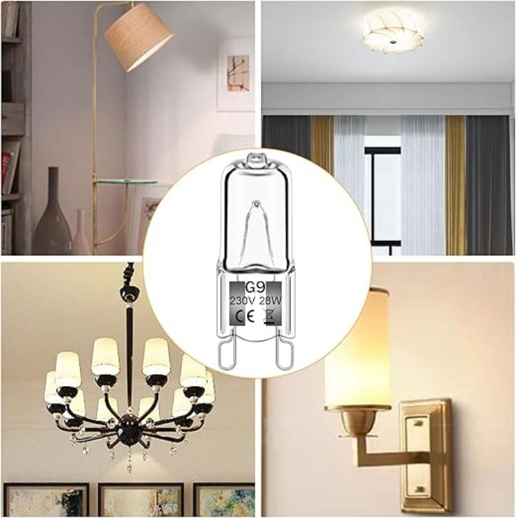 Picture of 24 Pack G9 Halogen Bulbs 28W 230V 2800K Warm White 310Lm,Clear Capsule Halogen Lamps Dimmable, No Strobe, No Flicker