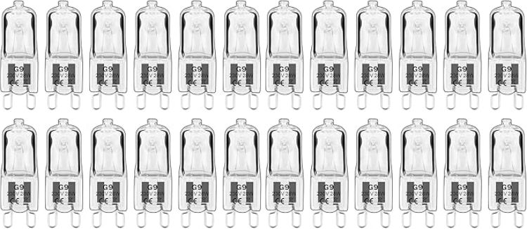 Picture of 24 Pack G9 Halogen Bulbs 28W 230V 2800K Warm White 310Lm,Clear Capsule Halogen Lamps Dimmable, No Strobe, No Flicker