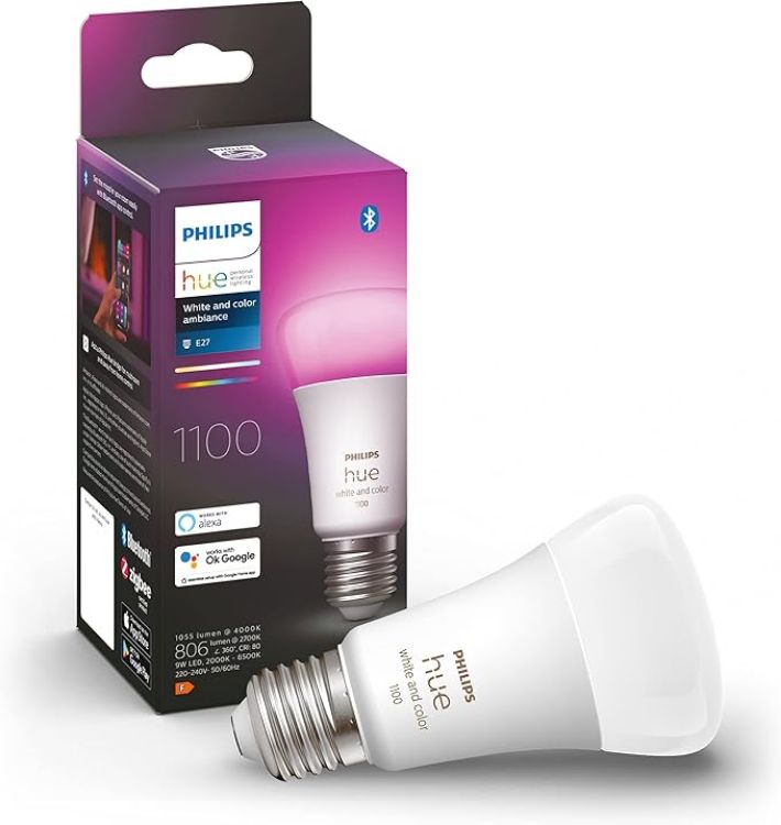 Picture of White & Colour Ambiance Smart Light Bulb Triple Pack LED [E27] with Bluetooth - 1100 Lumen. Works with Alexa, Google Nest, Apple Homekit.