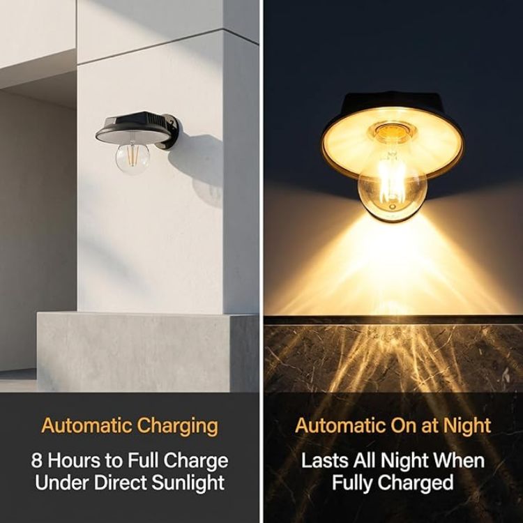 Picture of Solar Shed Light Waterproof Outdoor Wall Light Vintage Filament Motion Sensor