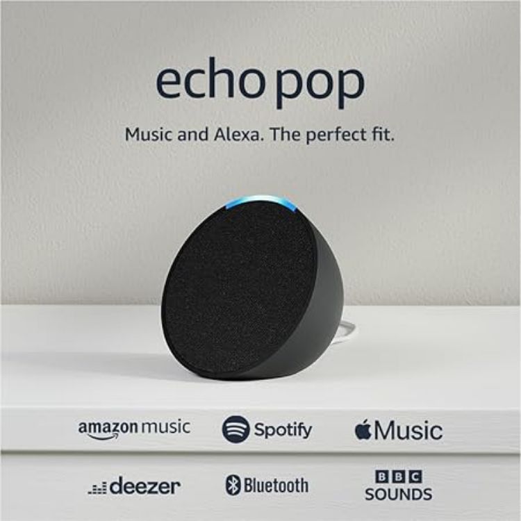 Picture of Echo Pop | Charcoal + Tapo L530EA Smart Light Bulb (E27), Works with Alexa - Smart Home Starter Kit, with Alexa+ Early Access