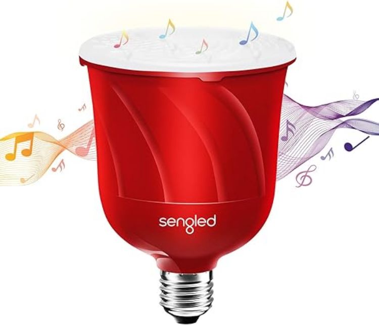 Picture of Pulse Master Speaker Bulb, Smart Bulb E27 Screw with Wireless Bluetooth JBL Speaker, App Controlled LED Music Light Bulb, Work with Amazon Alexa, Candy Apple Red [Energy Class A+]