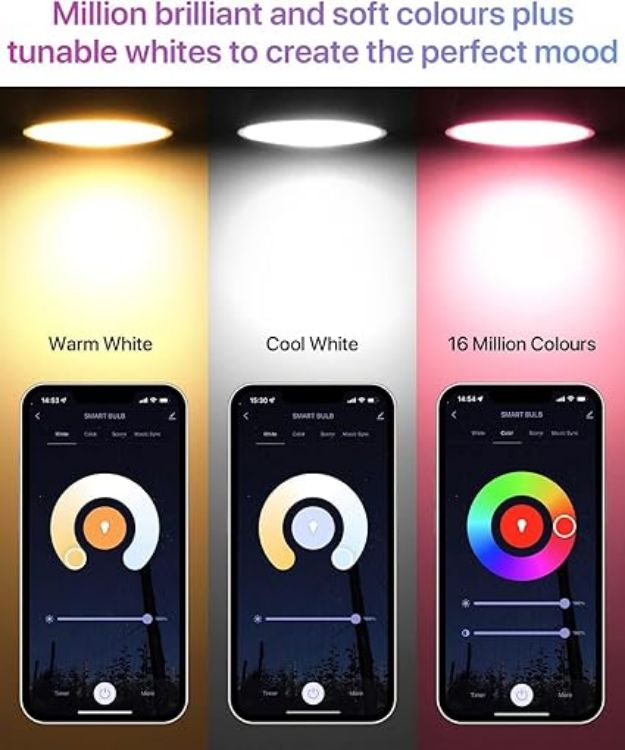 Picture of Smart Light Bulb, B22 Bayonet Led Bulb with Colour Changing Light, Compatible with Echo Alexa, Google Home, 9W 940lm RGBCW Bluetooth &WiFi 2.4GHz, Pack of 2 (No Hub Required) [Energy Class F]
