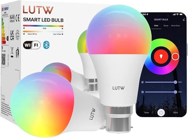 Picture of Smart Light Bulb, B22 Bayonet Led Bulb with Colour Changing Light, Compatible with Echo Alexa, Google Home, 9W 940lm RGBCW Bluetooth &WiFi 2.4GHz, Pack of 2 (No Hub Required) [Energy Class F]